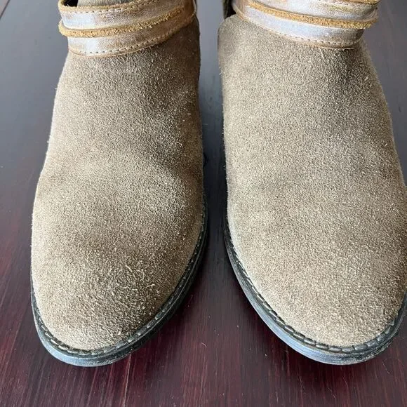 Steve Madden Raskal Suede Leather Ankle Booties Sz 8M Brown Cognac Western - Picture 4 of 11